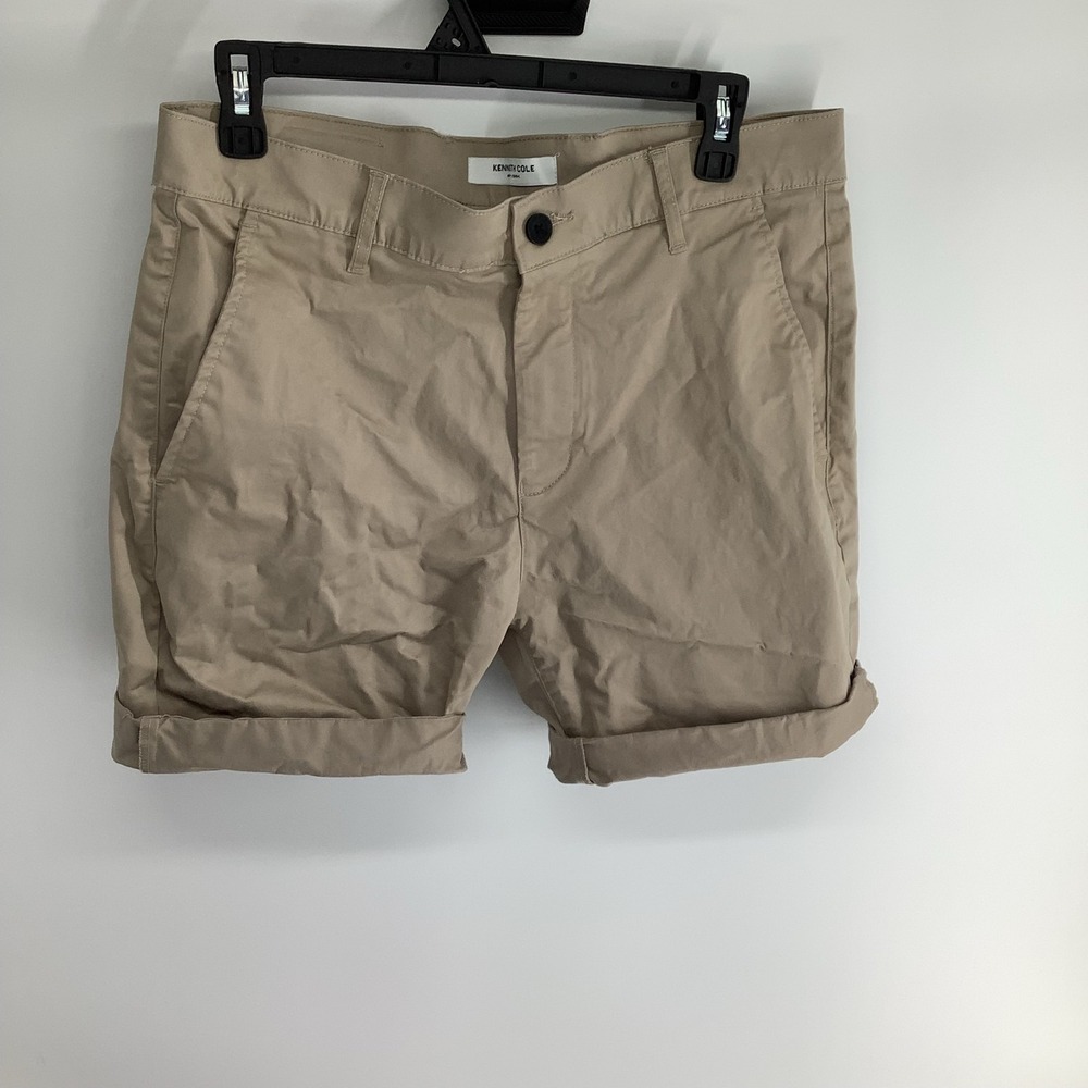 Kenneth‎ Cole Men's Tan Chino Shorts Flat Front Cuffed Casual